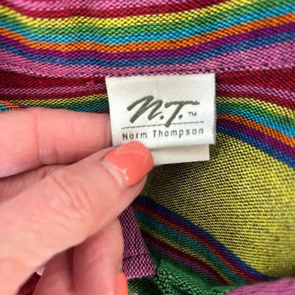 Norm Thompson Art to Wear Ethnic Serape Striped  100% Cotton Jacket Size Medium - Picture 3 of 9